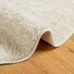ISTAN krémszínű hosszú szálú fényes szőnyeg Ø 80 cm