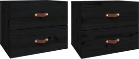 vidaXL 2 db fekete falra szerelhető éjjeliszekrény 50 x 36 x 40 cm