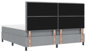 Box Spring Ágy Matrac Világosszürke 200x200 cm Szövet