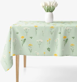 Goldea szögletes terítő 100% pamutvászon - mező, zöld melanzs alapon 140 x 220 cm