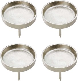 ADVENT koszorúba szúrható gyertyatartó, ezüst Ø8cm, 4 db-os szett