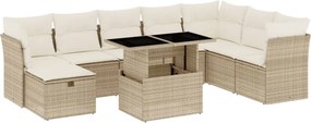vidaXL 9 részes bézs polyrattan kerti ülőgarnitúra párnákkal