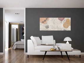 Kép - léggömbök a város felett , meleg tónusok (120x50 cm)