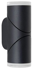 PREZENT 28210 AKARA Modern Kültéri Fali Lámpa Fekete, Átlátszó LED IP44