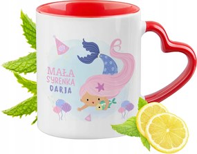 Piros bögre szív alakú füllel Daria-nak Ajándék