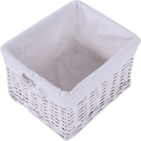 Éjjeliszekrény, fa/vesszőfonás/szövet, fehér, RAFAELLO