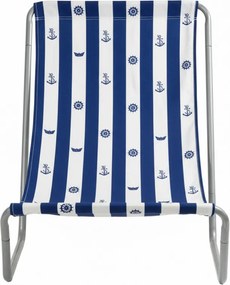 Összecsukható tengerparti nyugágy SAND MARINE, fehér-kék