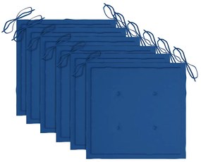 6 db tömör tíkfa kerti szék királykék párnával