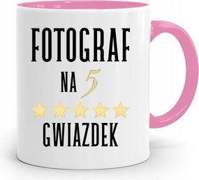 Rózsaszín Bögre Fotósnak Ötcsillagos Nyomtatott Fotóval
