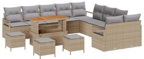 vidaXL Kerti Kanapé Szett párnával 14 pcs Bézs polirattan