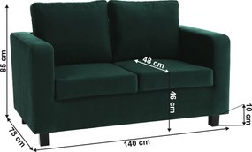 Teljesen kárpitozott heverő, smaragd szövet, LUANA