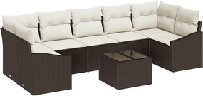 vidaXL Kanapé Szett párnával Barna és Krém 55 x 55 x 37 cm polirattan