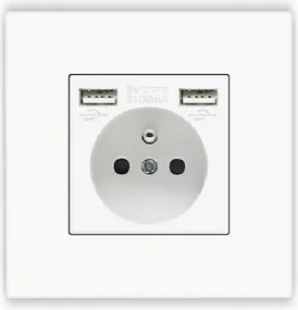 Szimpla Aljzat 2x Usb A+a Kontakt 16A Műanyag Pc