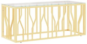 Üveg és rozsdamentes acél dohányzóasztal 110x45x45 cm