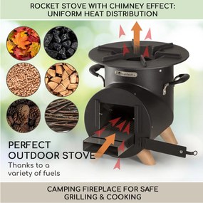 Oshima Rocket Stove Camping Stove környezetbarát mobil acél