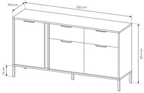 Komód Lyran 3D2S (antracit + arany). 1071354