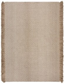 Bézs kézi szövésű gyapjúkeverék szőnyeg 200x290 cm Rene Fringed Ribbed – Flair Rugs