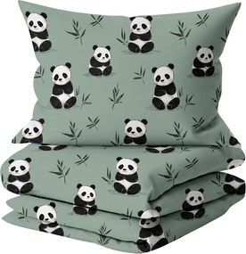 Mikroszálas ágynemű szett PANDA RELAX mentás + Párnahuzat 50 x 70 cm INGYENESEN