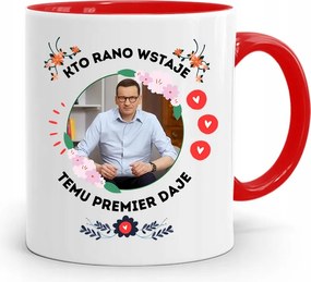 Piros Politikus Bögre Mateusz Morawiecki Miniszterelnök fényképes nyomtatással