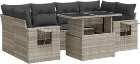 vidaXL 7 részes világosszürke polyrattan kerti ülőgarnitúra párnákkal