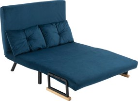 HOMCOM Kanapéágy, Összecsukható Ágy Funkcióval, Fotel Párnákkal, Párnázott Kanapé Állítható Háttámlával, Velúr Hatás, 102 x 73 x 81 cm, Kék | Aosom