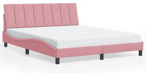 rózsaszín bársony ágykeret matrac nélkül Hanko 160 x 200 cm