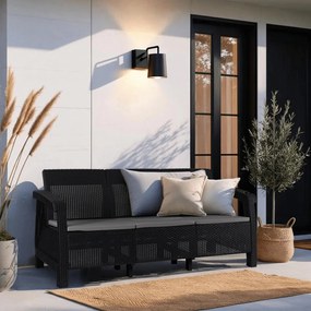 Kerti Műrattan Kanapé Fekete Színben. FLINT