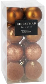 16 darabos karácsonyi díszkészlet FestiveSparkles, aranybarna, átmérő 5 cm, műanyag, 5 cm átmérőjű