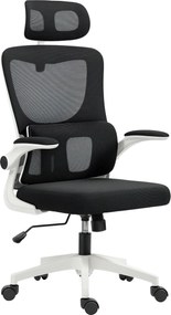 Vinsetto Ergonomikus Irodai Szék deréktámasszal, összecsukható karfákkal, állítható fejtámmal, forgatható dőlésszögű íróasztali szék, magas háttámláva