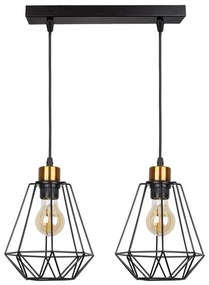 Csillár zsinóron PRIMO 2xE27/60W/230V fekete/arany