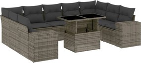 vidaXL 10 részes szürke polyrattan kerti ülőgarnitúra párnákkal