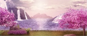 Rózsaszín fák képe fóval (120x50 cm)