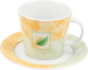 Lubiana Trapo Porcelán csésze 300 ml Aljjal 16cm Zöld Levél