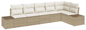 vidaXL Kerti Kanapé Szett tárolóval 6 pcs Beige és krém polirattan