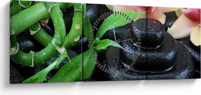 Kép - Kövek és orchideák (órával) (90x30 cm)