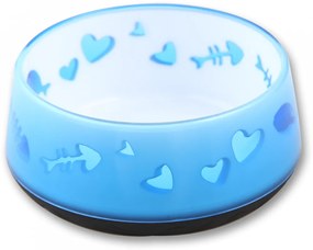 Műanyag etetőtál macskáknak kék LOVE BOWL