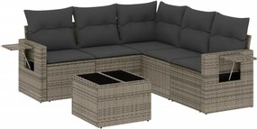 vidaXL 6 részes szürke polyrattan kerti ülőgarnitúra párnákkal