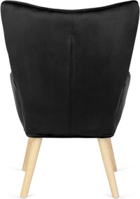 Pihenőfotel fekete színben, bársony kárpittal, lábtartóval LOZANO