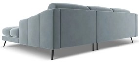 Világoskék bársony sarokkanapé (jobb oldali) Nalu – Makamii