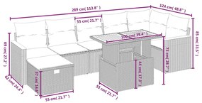 8 részes szürke polyrattan kerti ülőgarnitúra párnákkal