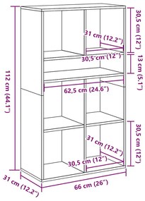 könyvszekrény fekete 66x31x112 cm szerelt fa