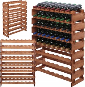 64 palackos könyvespolc 8x8-as moduláris bortartó állvány szerszám nélkül összecsukható fenyő