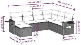 7 részes bézs polyrattan kerti ülőgarnitúra párnákkal