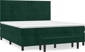 vidaXL sötétzöld bársony rugós ágy matraccal 160x200 cm