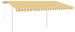 sárga-fehér automata szélérzékelős és LED-es napellenző 4,5x3 m