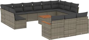 vidaXL 14 részes szürke polyrattan kerti ülőgarnitúra párnákkal