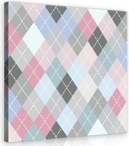 Vászonkép 40x40 Argyle rombusz geometrikus minta rózsaszín kék szürke fehér