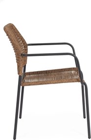 Sötétszürke-natúr színű fém kerti szék Jable – Bizzotto