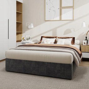 Egyszerű ágykeret 160*200 cm Franciaágy Hidraulikus láda szürke