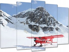 Vászonkép 70x50 Piros repülőgép a hegyekben